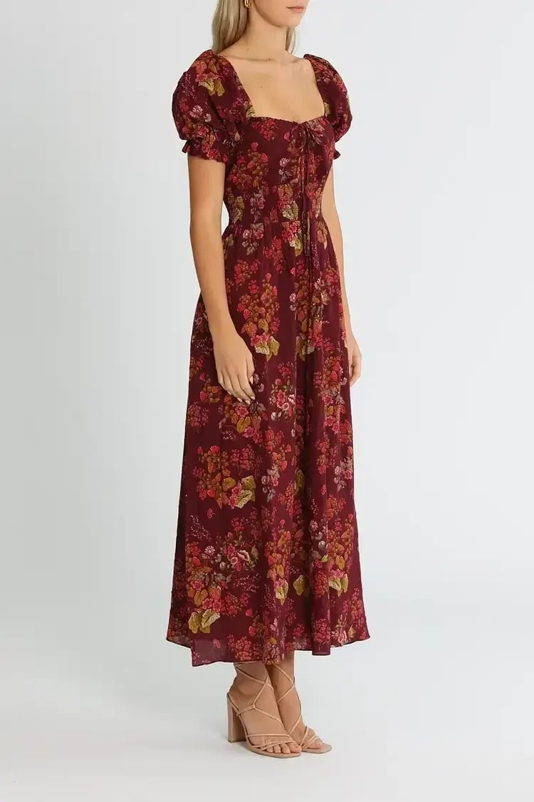 Peony Tie Front Purple Midi Dress Floral Size 8 photo 2