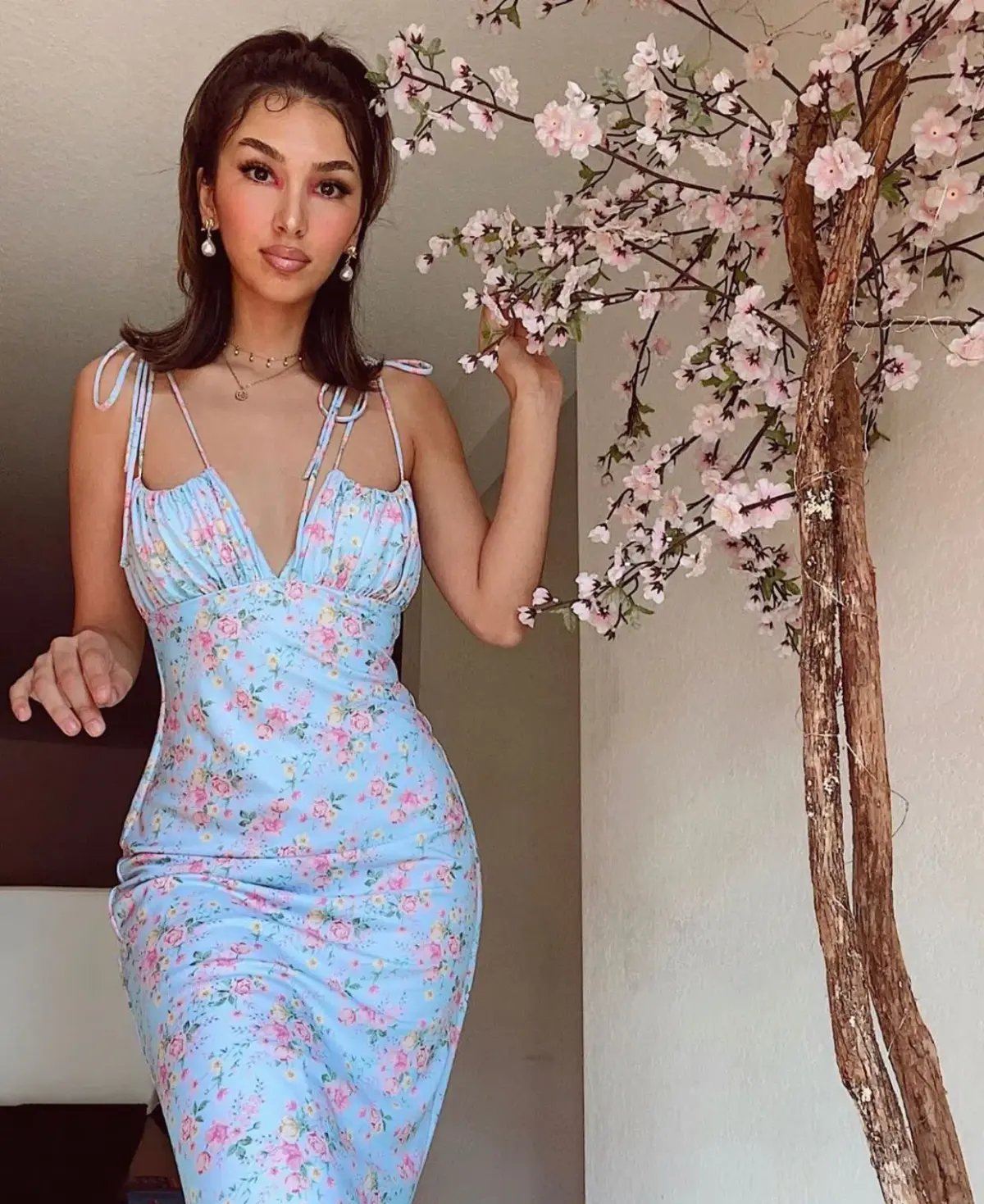 House Of CB Raphael Summer Maxi Dress Pale Blue Floral Size S / Au 8 photo 5