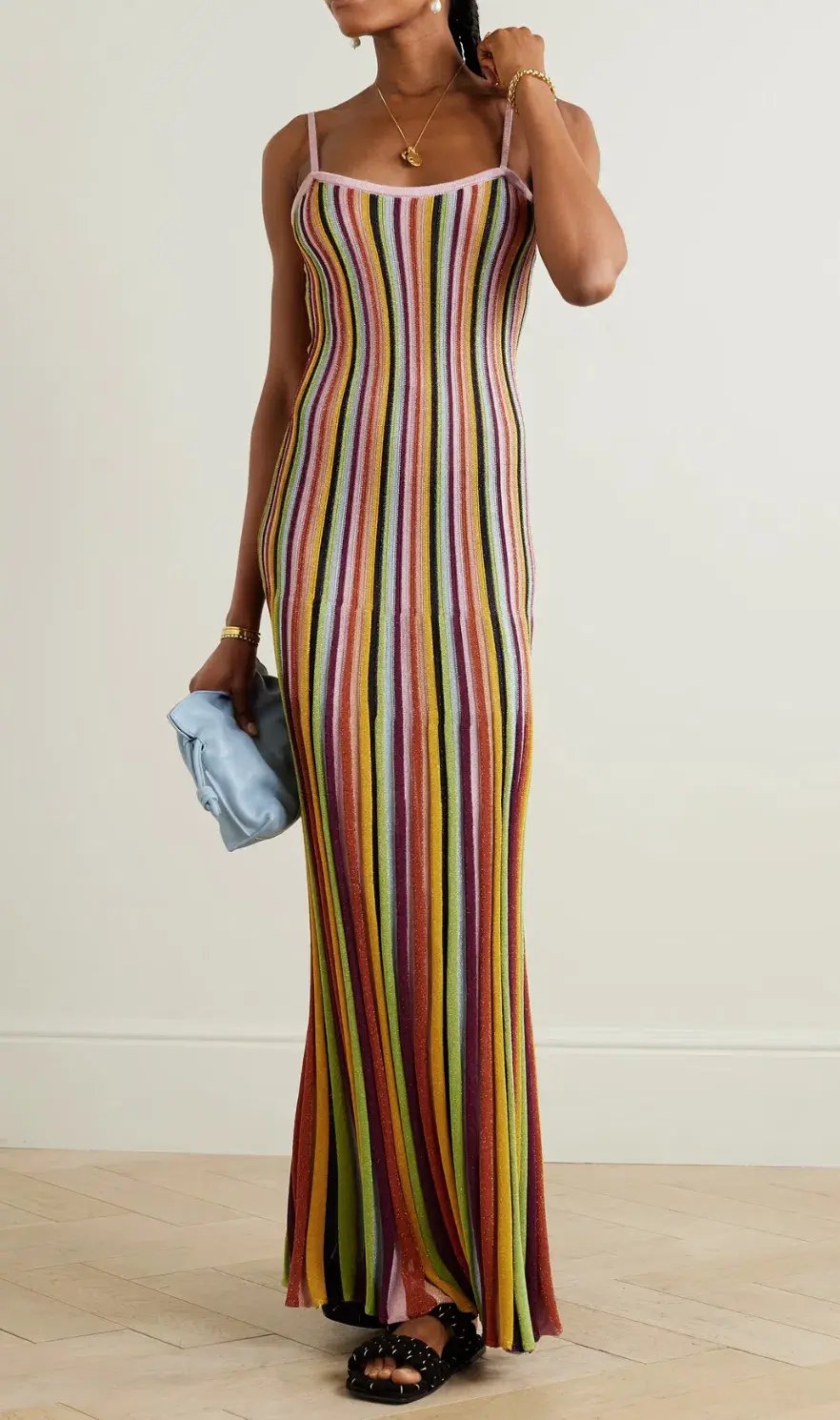 Zimmermann The Alight Stripe Midi Dress in Lurex Multi Size 0/ Au 8 photo 3