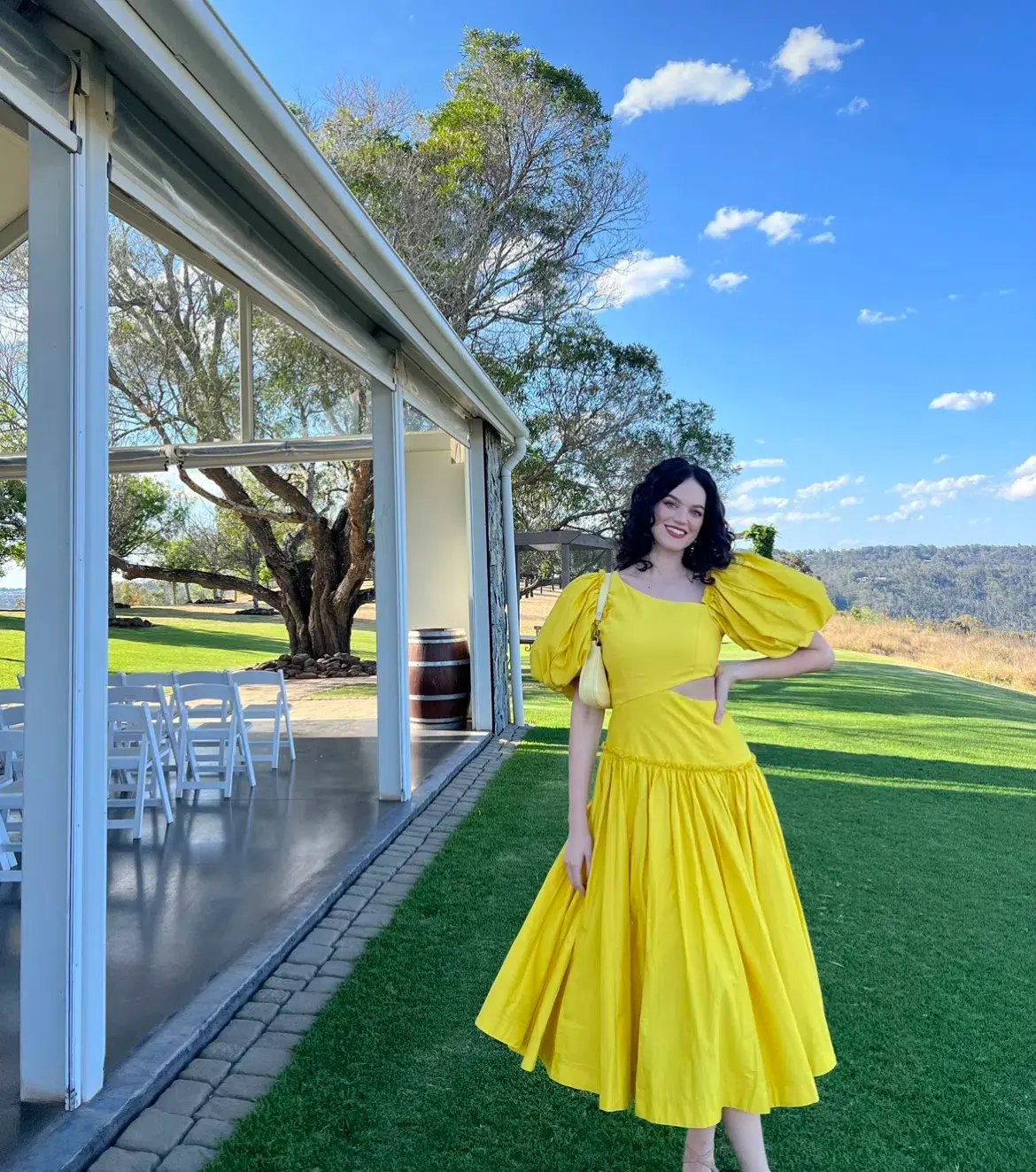 Aje Chateau Cut Out Midi Dress Sun Shower Yellow Size 10 photo 4