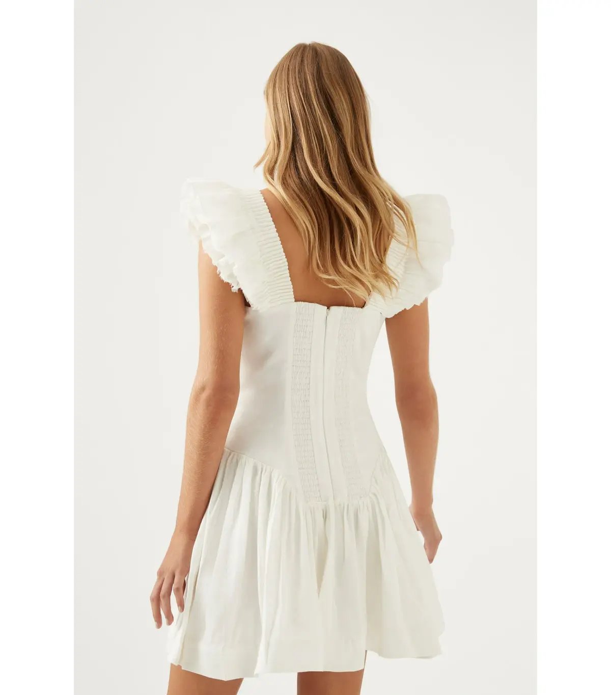 Aje Simone Frill Mini Dress Ivory Size S / AU 8 photo 4