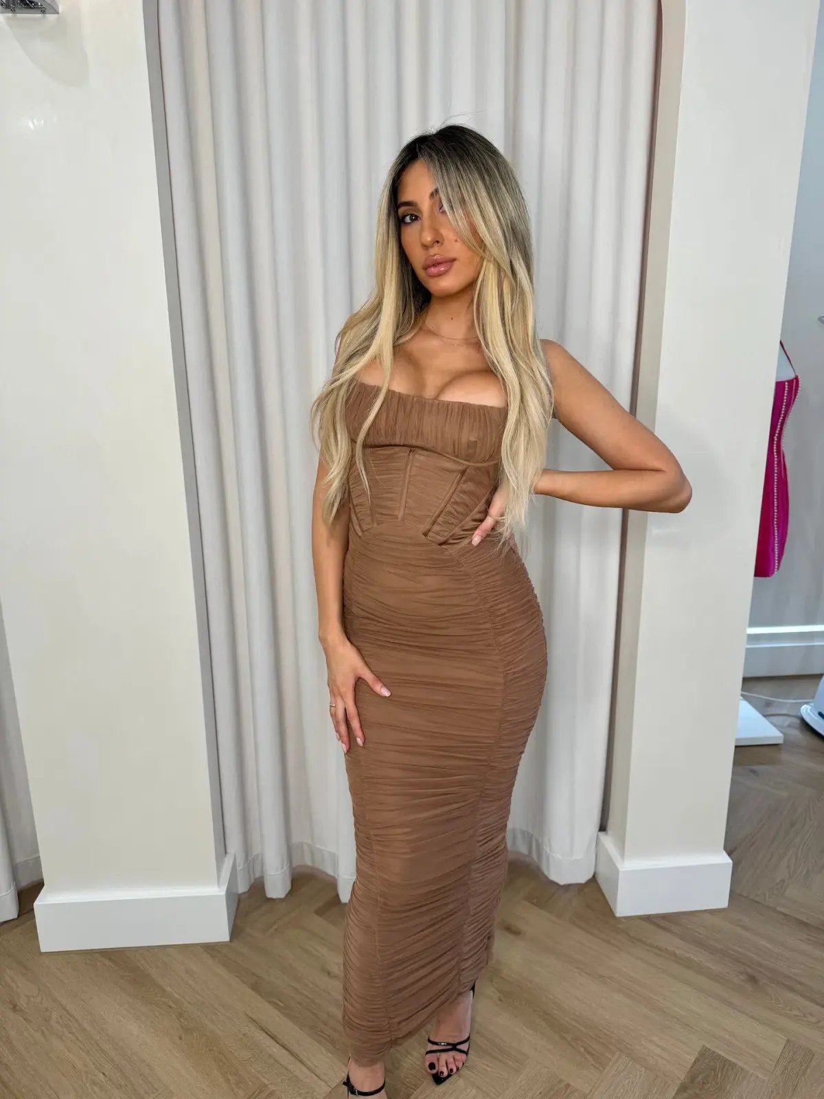 House of CB Lilian Corset Maxi Dress Mocha Size S / AU 8 photo 3