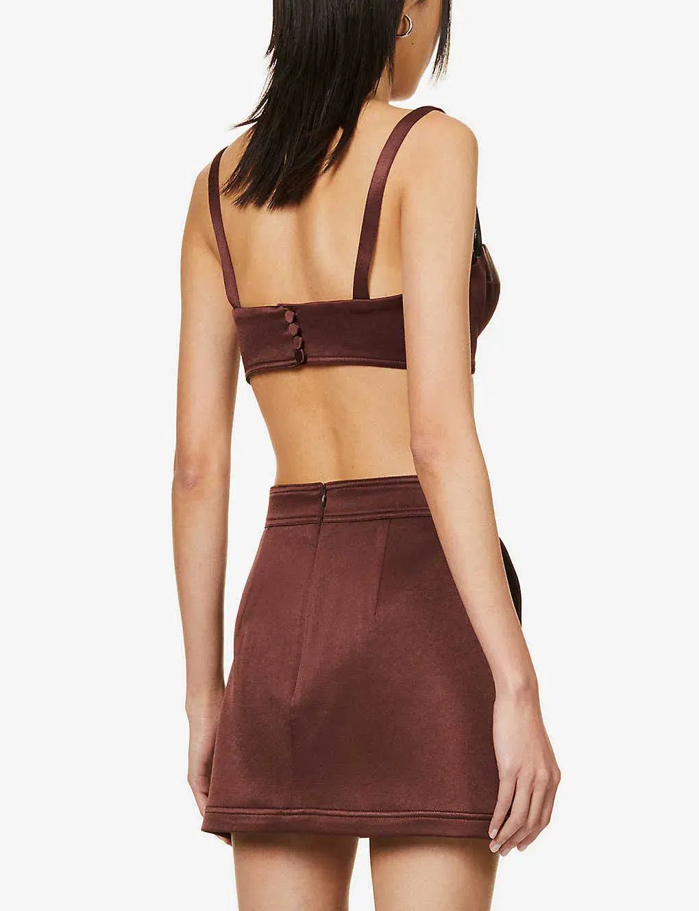 Alex Perry Spence Mini Skirt & Dane Bra Top Set Chocolate Size 8 photo 2