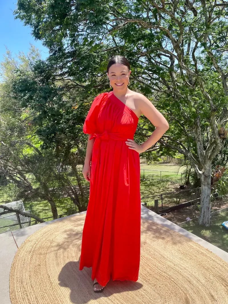 Oroton One Shoulder Dress in True Red Size 12 photo 3