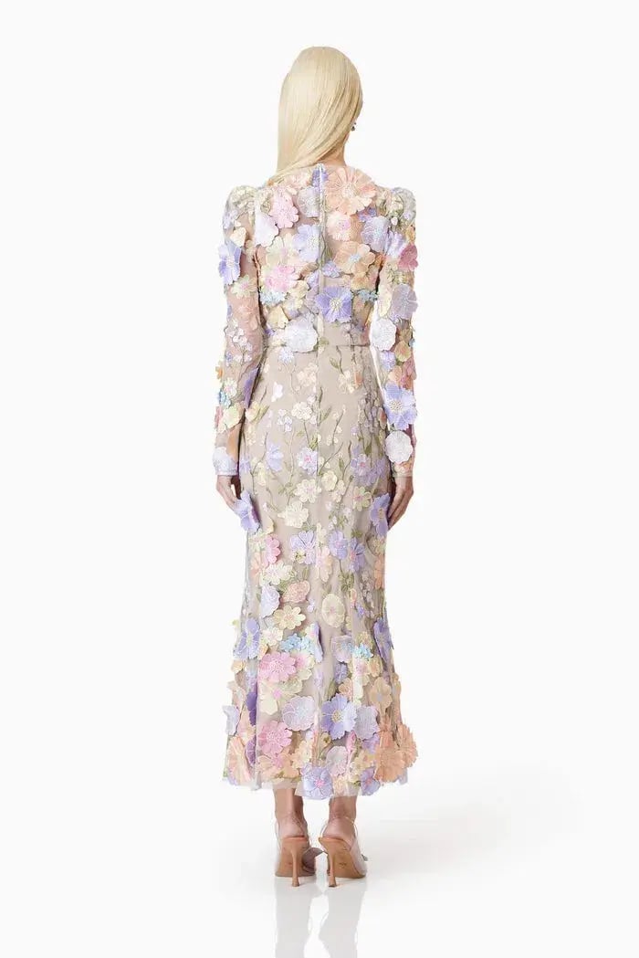 Elliatt Shannon 3D Floral Midi Dress Floral Size M / AU 10 photo 5