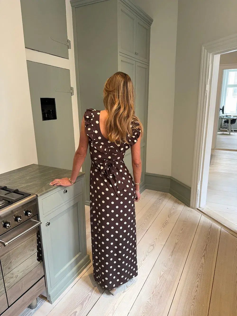 Design By Si Luna Maxi Dress With Polka Dots Brown/Yellow Size S / AU 8 photo 2