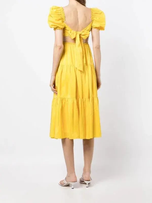 Rebecca Vallance Izzy Midi Dress Yellow Size AU 10 photo 4