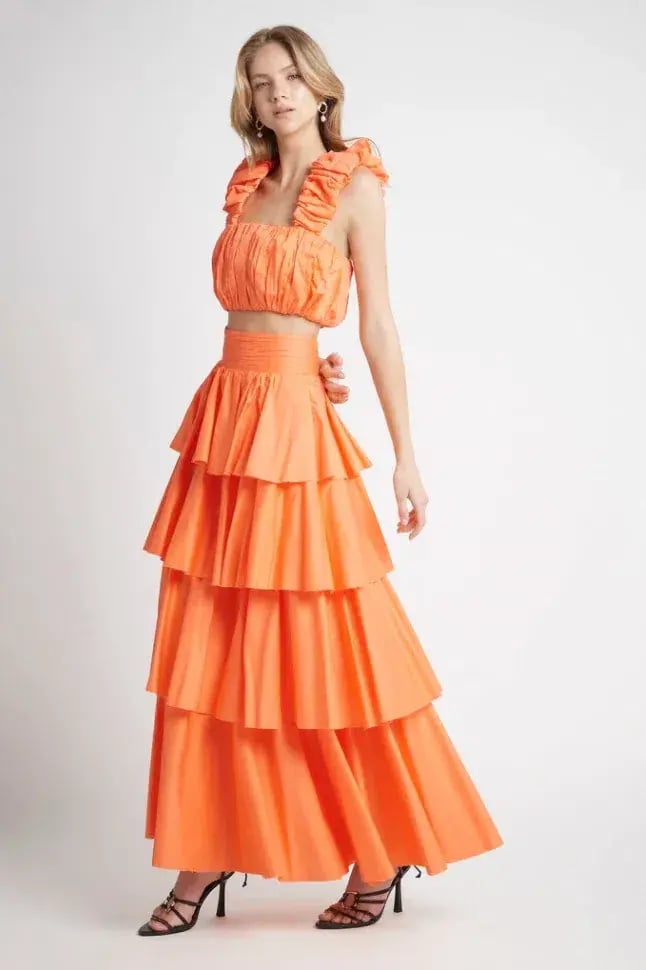 Aje Medina Set Crop Top & Tiered Skirt Orange Size 14 photo 4