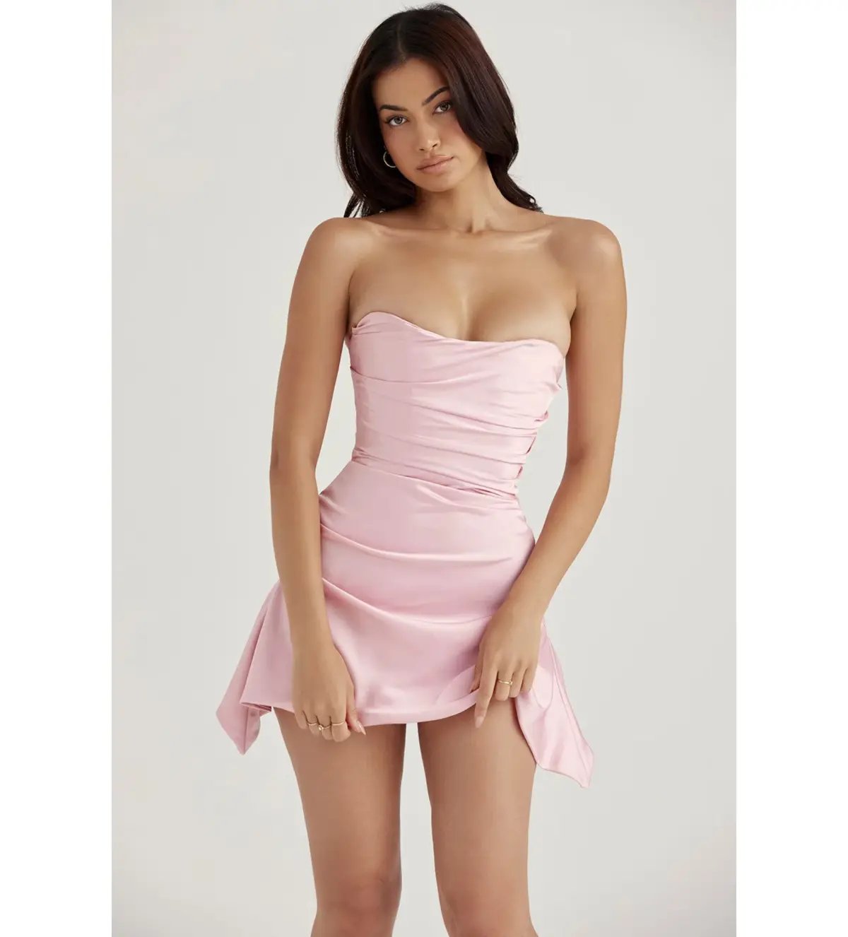 House of CB Jasmine Draped Strapless Corset Mini Dress Rose Pink Size XS/AU 6 photo 4