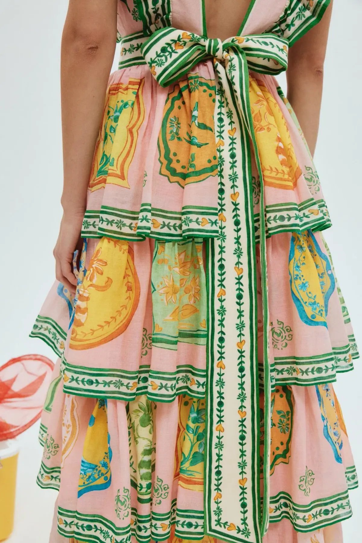 Alemais Porcelain Frill Midi Dress Multi Print Size 16 photo 4