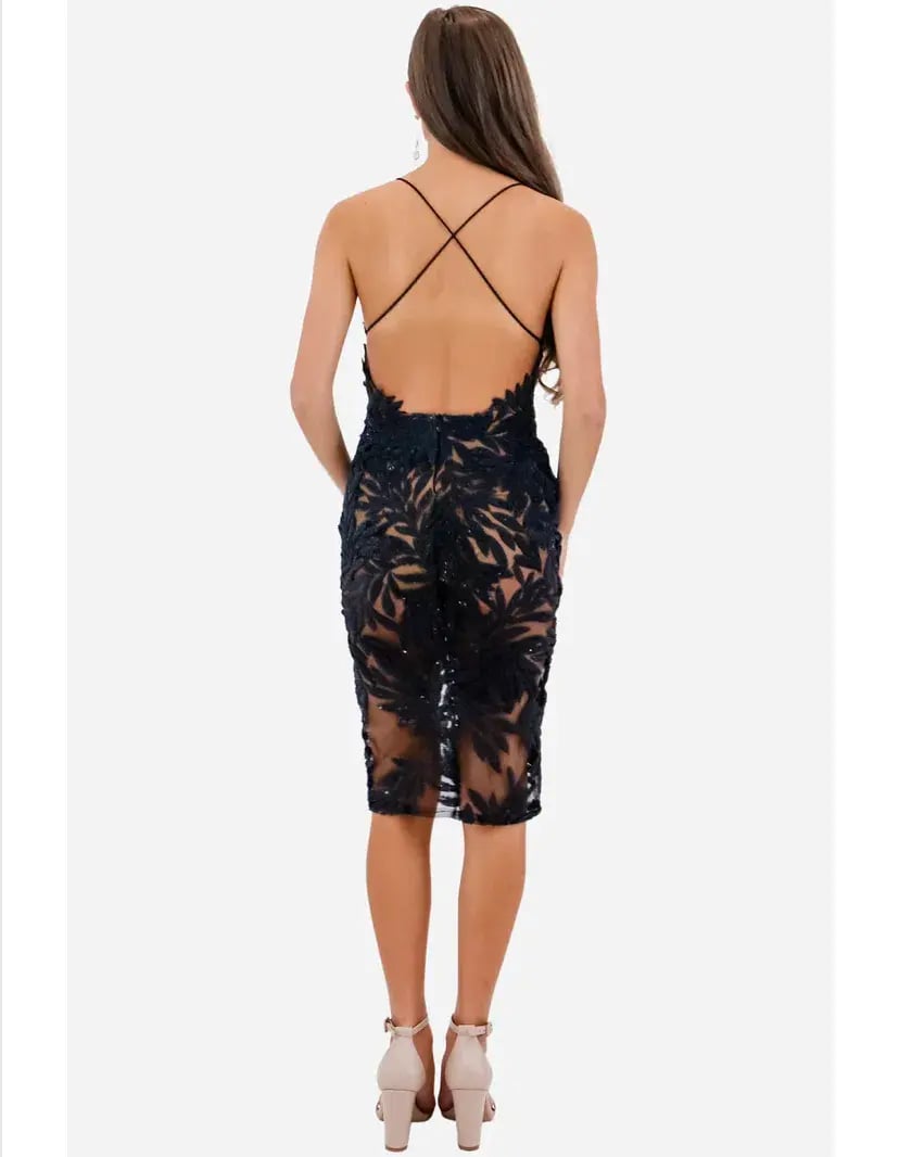 Nadine Merabi Talia Midi Dress Black Size 8 photo 2