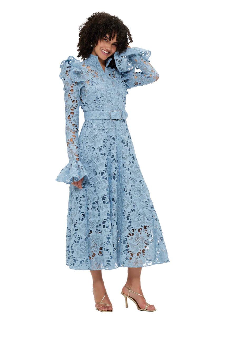 Leo Lin Aliyah Lace Butterfly Sleeve Midi Dress - Powder Blue photo 2