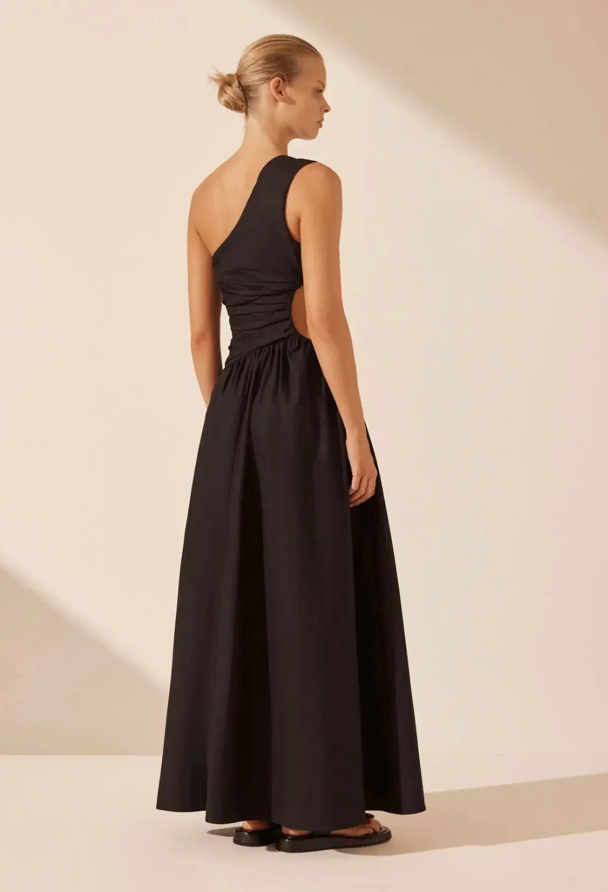 Shona Joy Josephine Asymmetrical Cut Out Maxi Dress in Black Size 8 photo 2