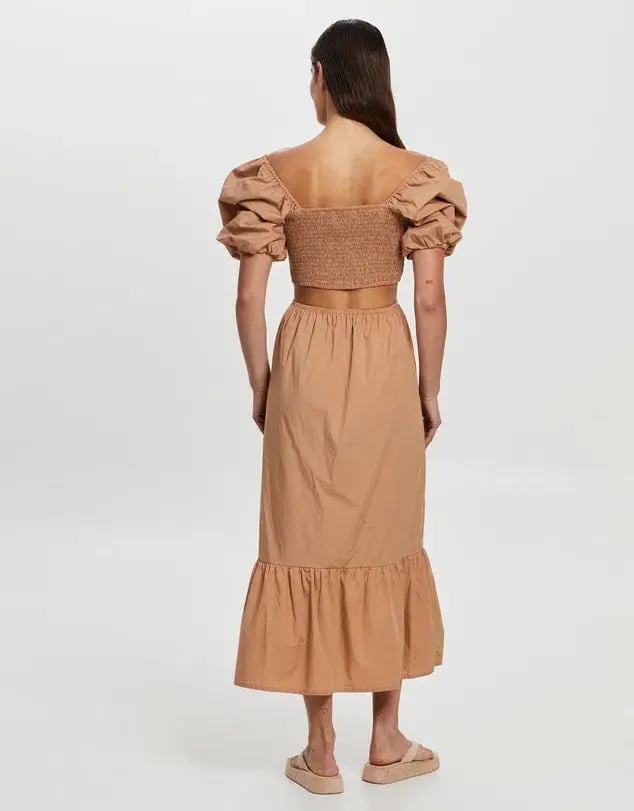Faithfull Bloom Midi Dress Plain Hazelnut Size 10 photo 4
