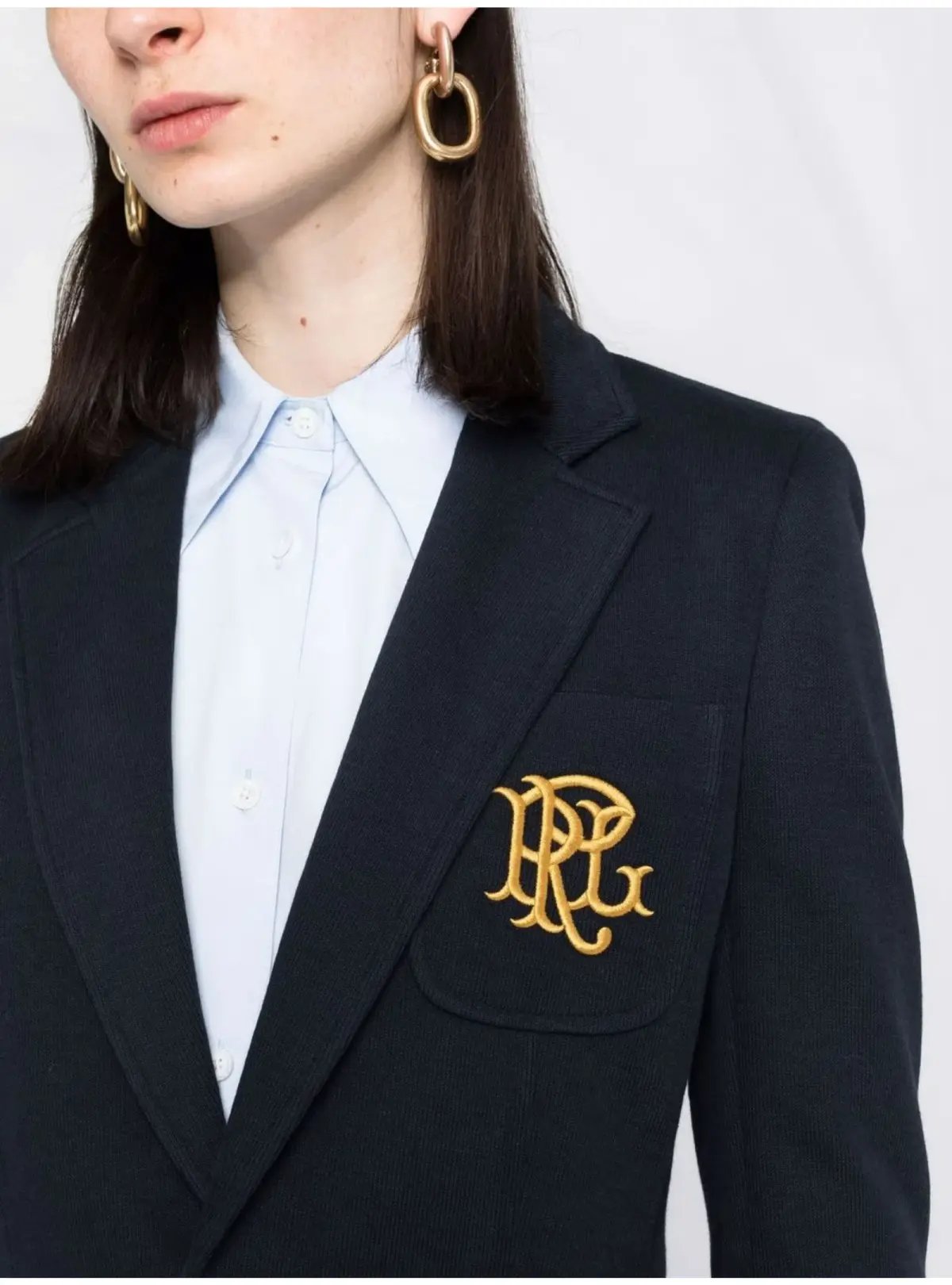 Ralph Lauren Crested Cotton Blazer Navy Size AU 6 photo 2