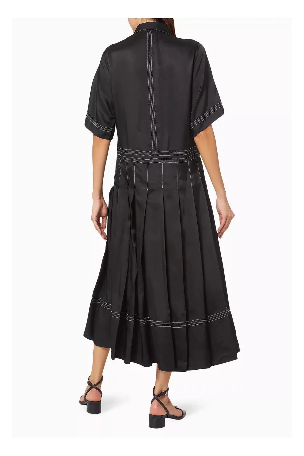 Lee Matthews Adelaide Pleated Shirt Dress Black Size 12 photo 2