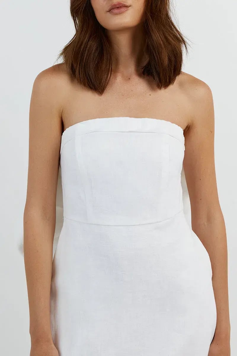 DISSH Aisle Linen Back Bow Mini Dress White Size 10 photo 3
