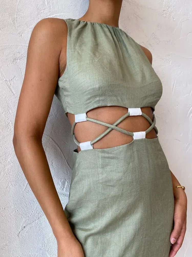 Sir the Label Mayra Deconstructed Maxi Dress In Sage Size 6 photo 3