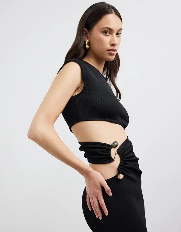 Christopher Esber Elongated Distorted Quartz Split Dress Black Size 8 photo 4