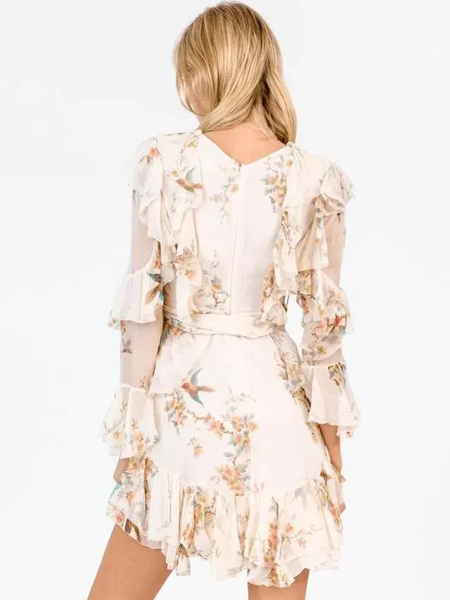 Zimmermann Folly Flutter Mini Dress Cream Floral Size 8 photo 3