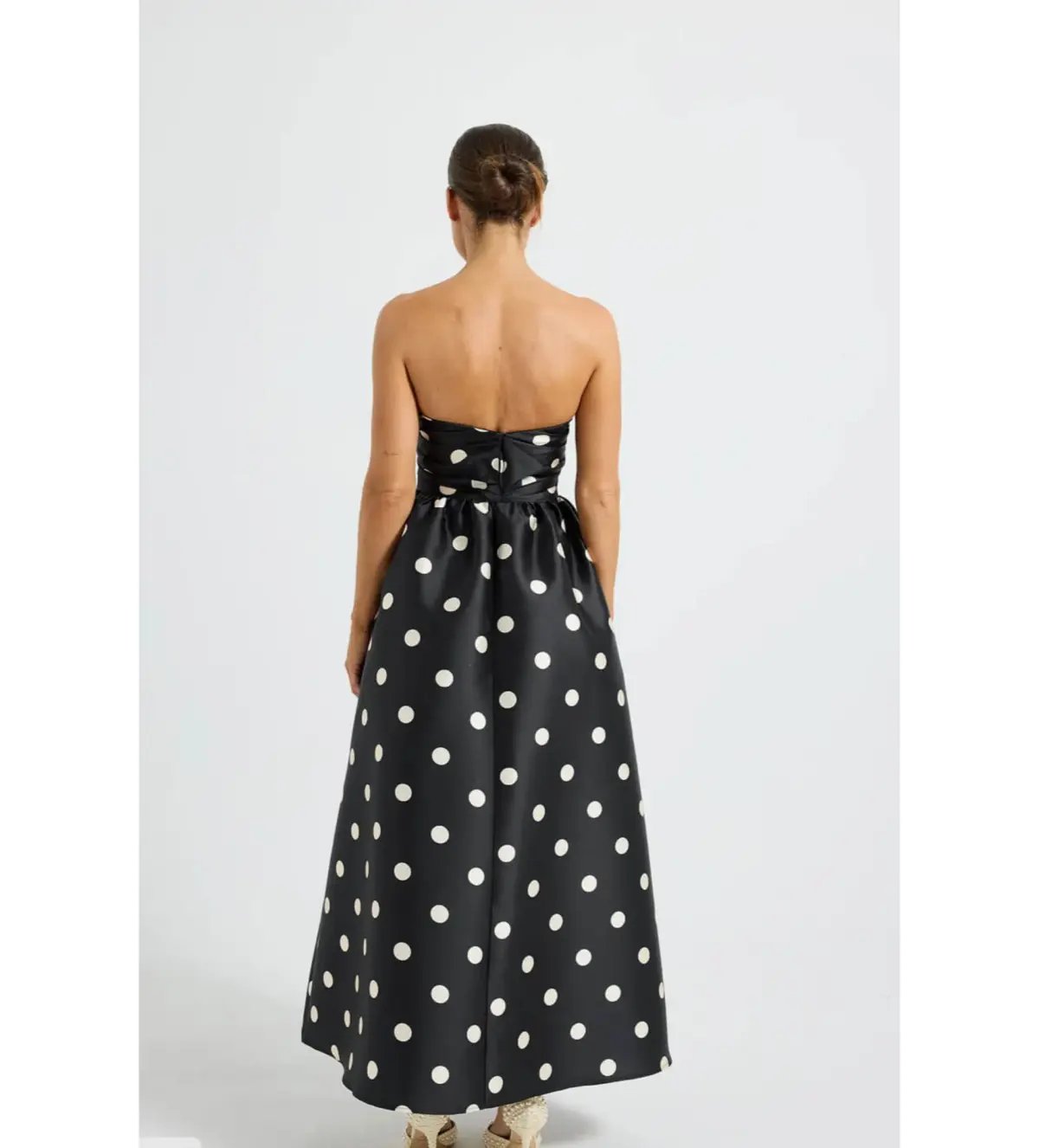 Pasduchas Dottie Strapless Midi Dress Black/Cream Size AU 10 photo 3