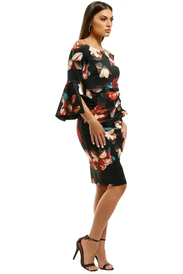 Montique Petra Printed Scuba Dress in Black Floral Size 18 photo 2