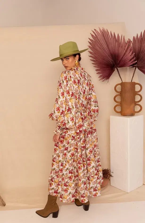 Aje Aurelia Floral Linen Gown Print Size 12 photo 6