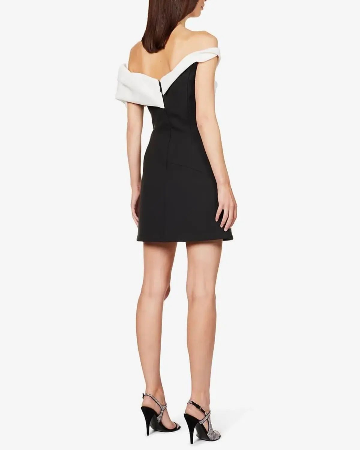Rachel Gilbert Matteo Asymmetrical Off Shoulder Mini Dress Black/White Size 1 / AU 8 photo 3
