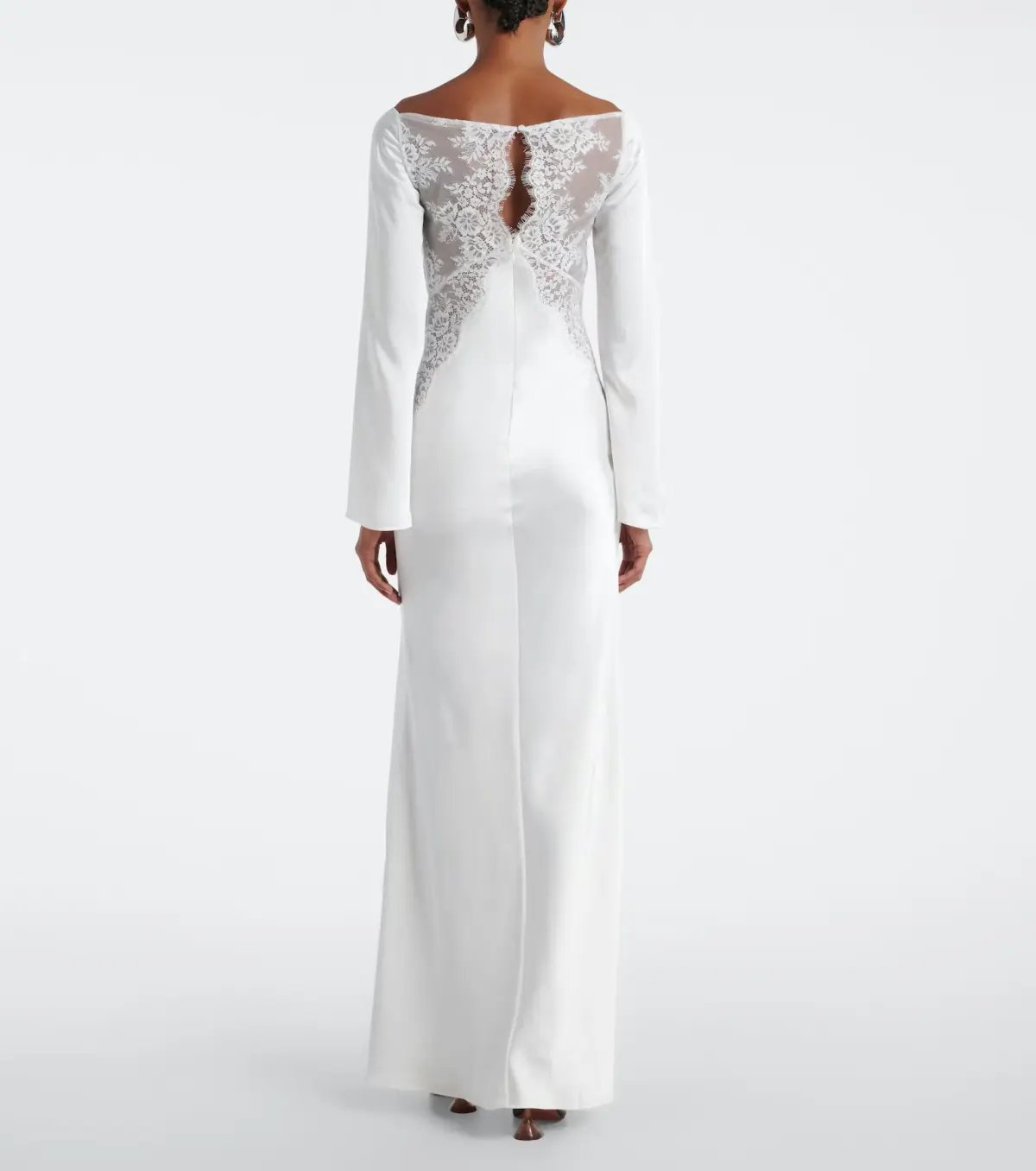 Self-Portrait x Christopher Kane Lace Trimmed Satin Gown White Size 10 photo 4