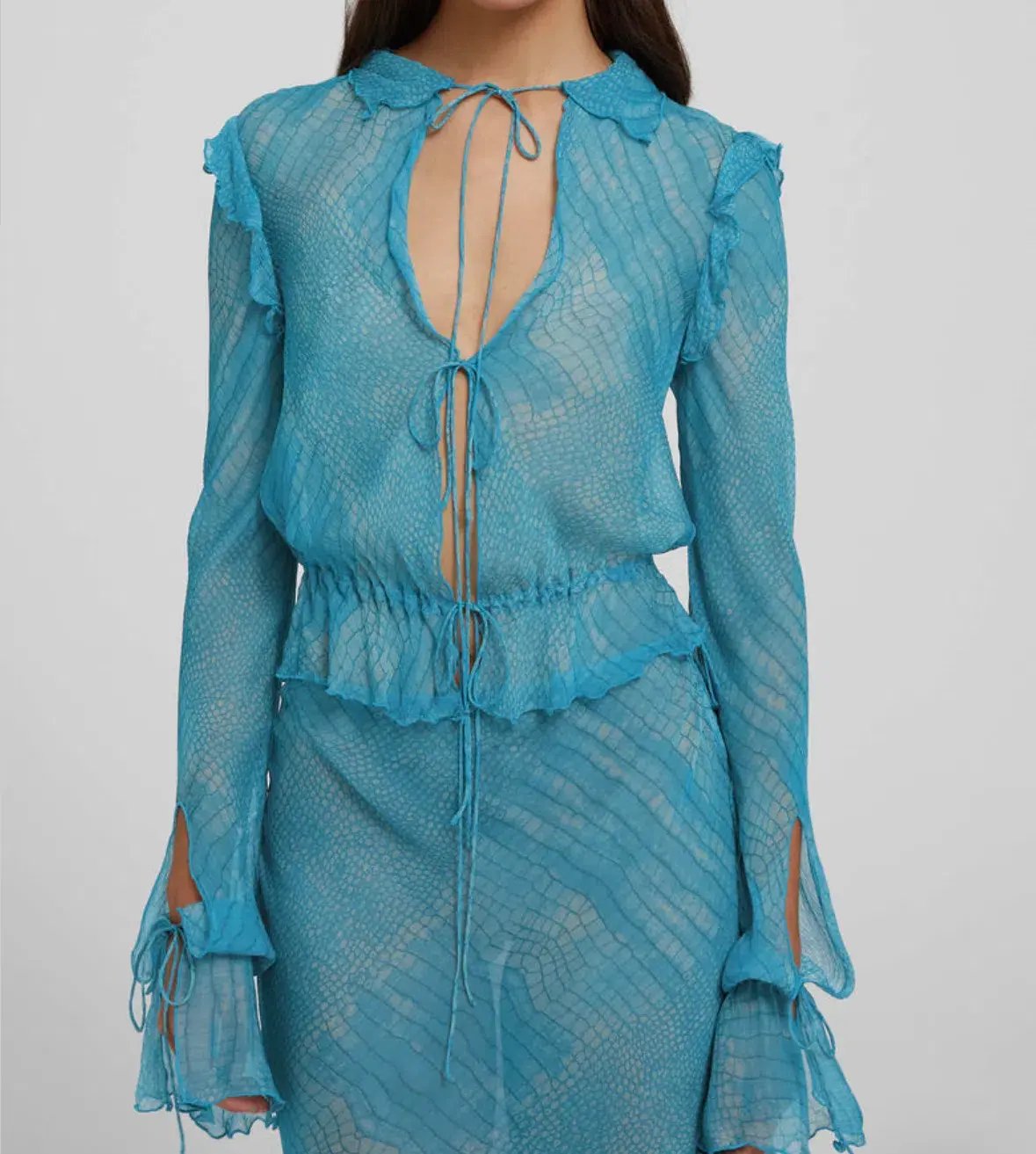 Rat & Boa Havana Top XS & Skirt Set Blue Size XXS/Au 6 photo 6