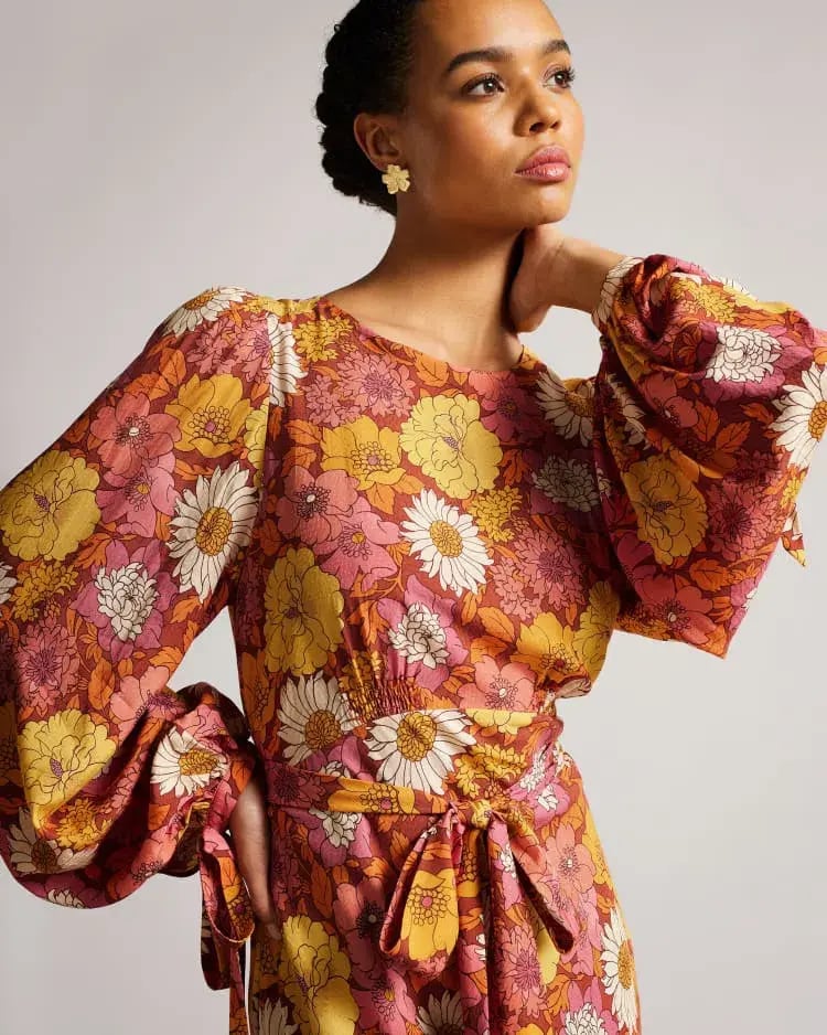 Ted Baker Lelyah Floral Blouson Maxi Dress Multi Size 8 photo 2