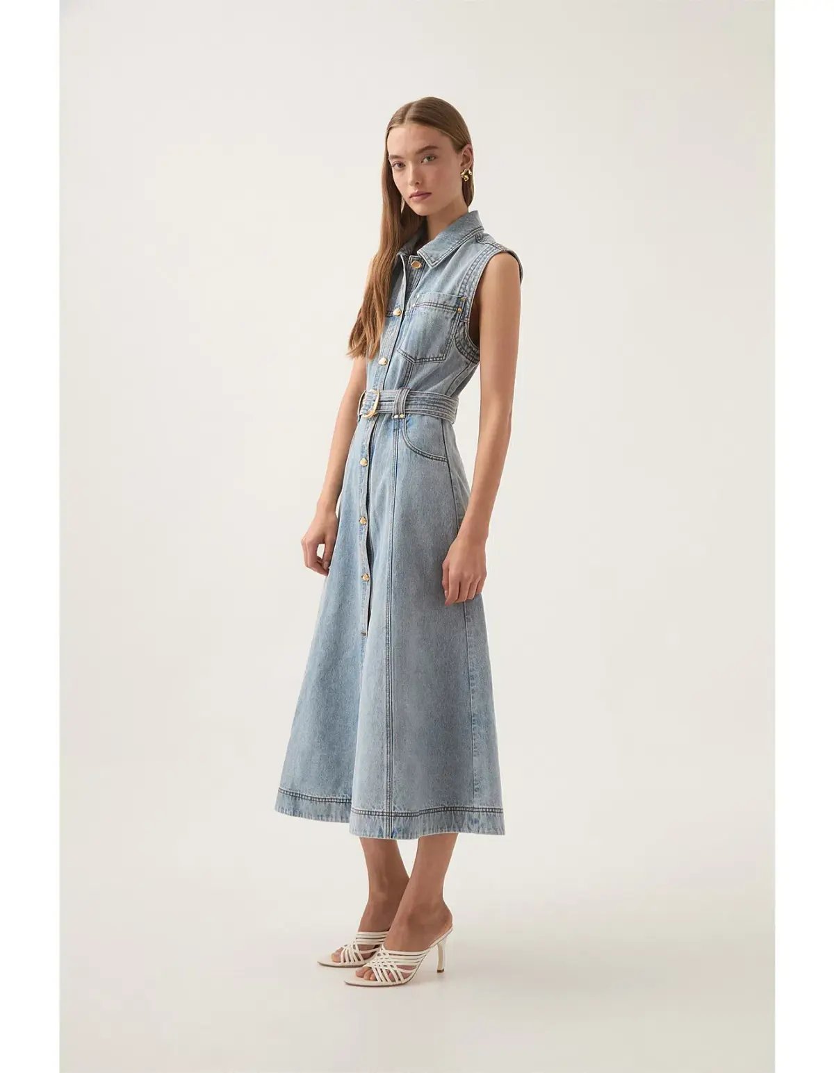 Aje Ray Denim Midi Dress Size 8/S photo 3