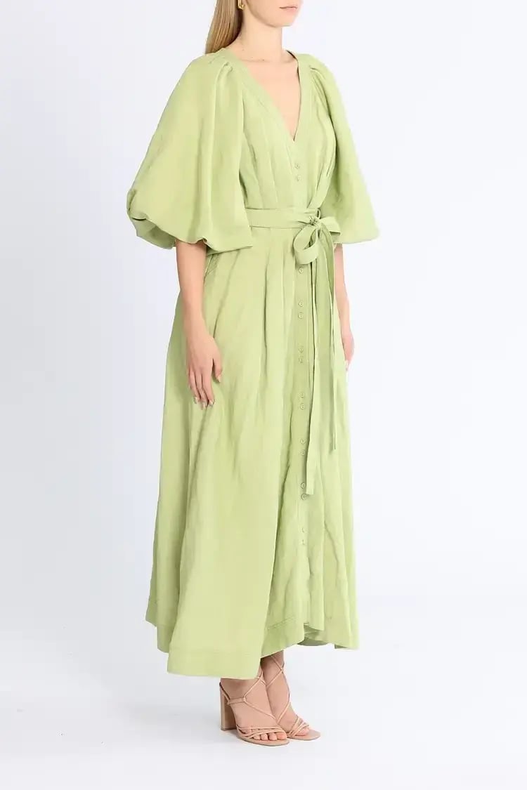 Aje Evermore Midi Dress in Green Size 14 photo 2