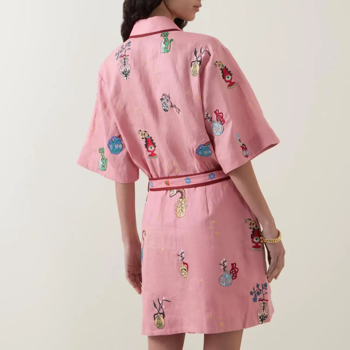 ALEMAIS Timmy  Embroidered Mini Dress Pink Size 10 AU photo 5