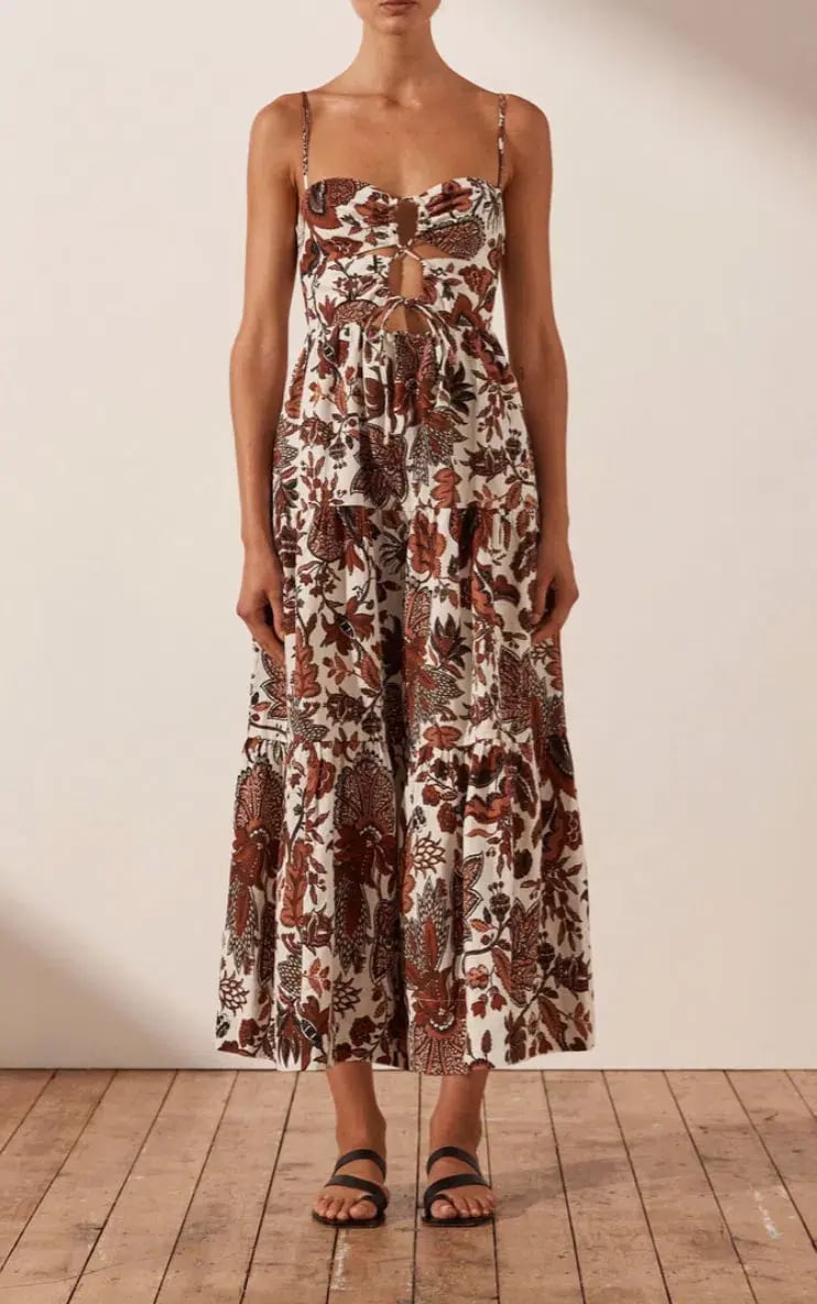 Shona Joy Catalina Lace Up Backless Midi Dress Print Size 8 photo 2