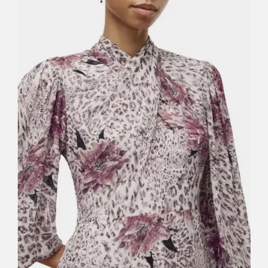 All Saints Adelaide Floral Long Sleeve Midi Dress Print Size 16 photo 3