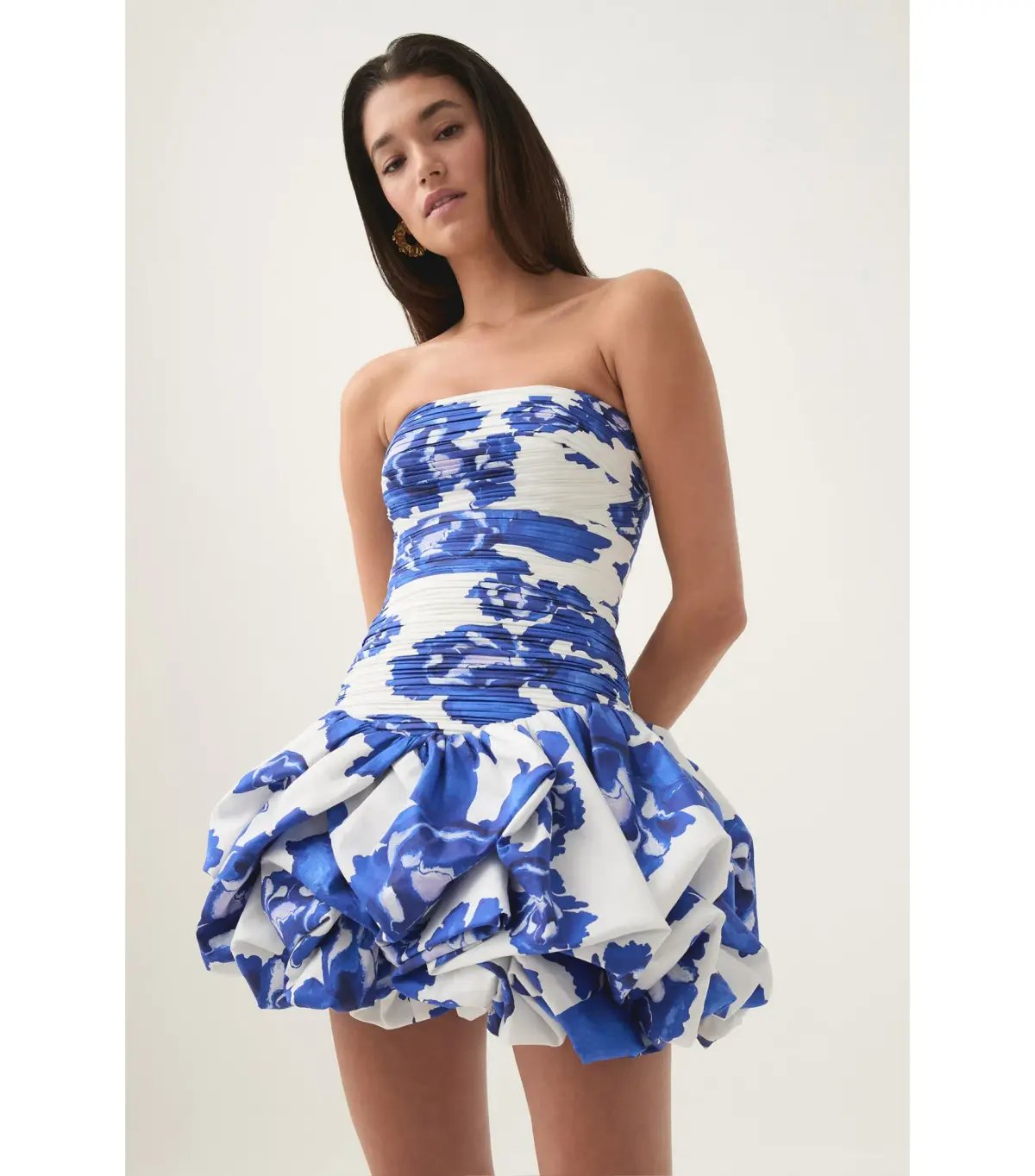 Aje Violette Bubble Hem Mini Dress Boldly Blooming Cobalt Size AU 4 photo 2