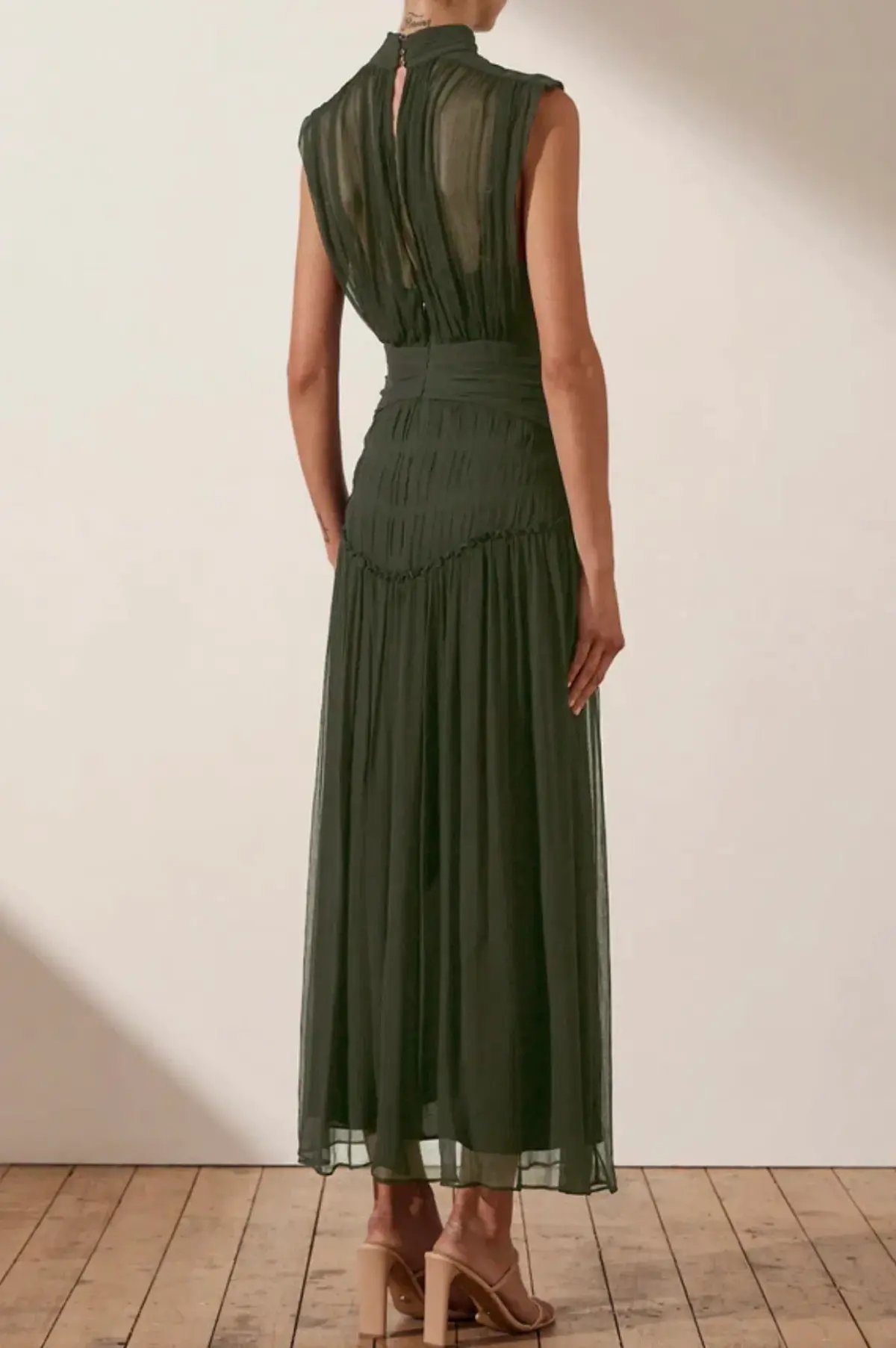Shona Joy Clemence High Neck Midi Dress Green Size 8 / S photo 2