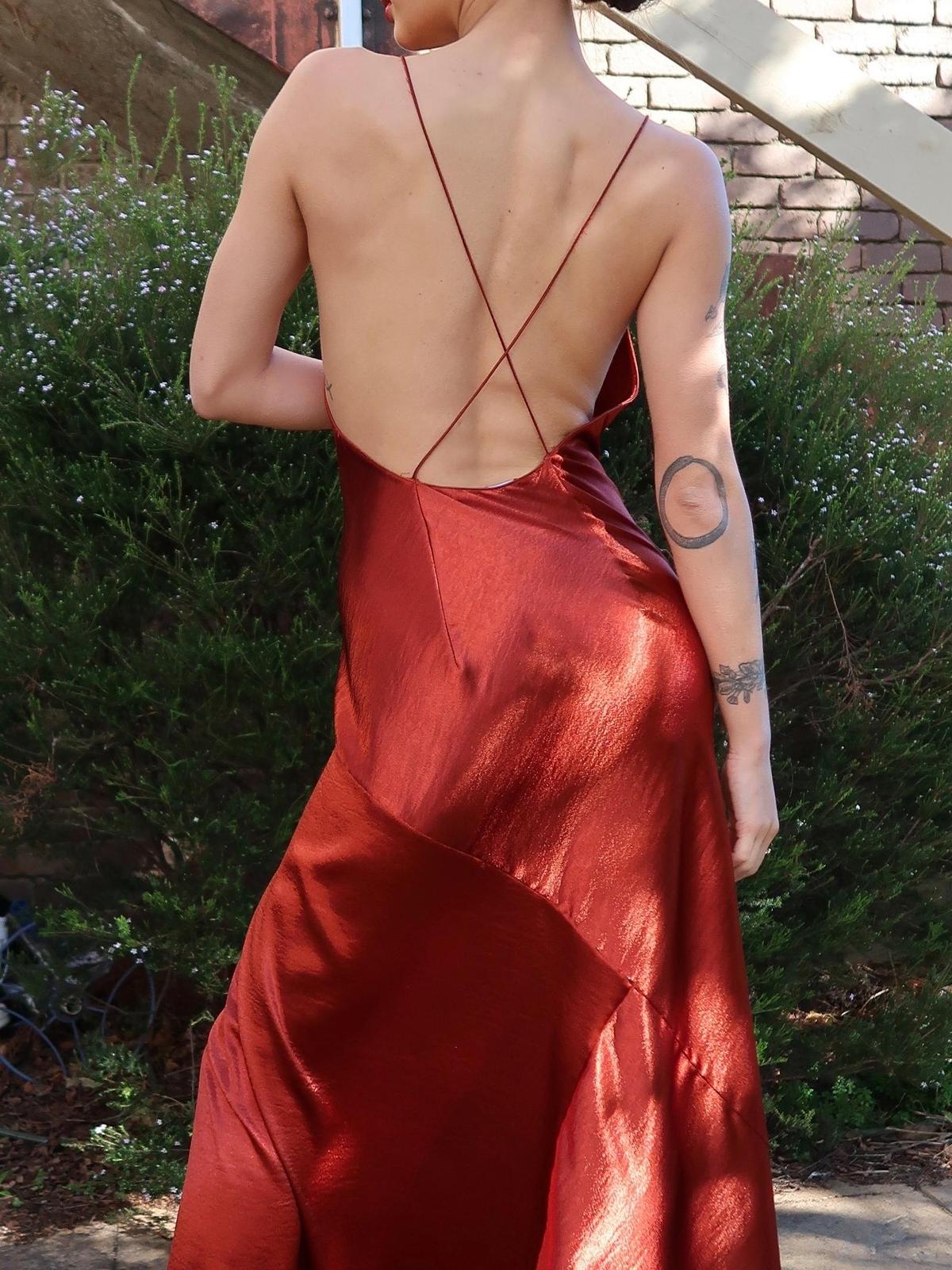 ONE FELL SWOOP MONICA MAXI SLIP DRESS IN SPICE Red Size 6 photo 3