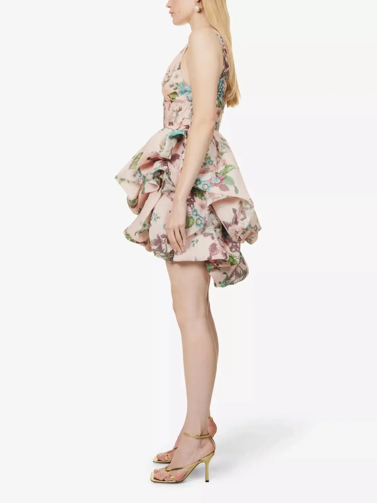 Zimmermann Matchmaker Drape Mini Dress Pink Barkcloth Floral Size 0 / AU 8 photo 2