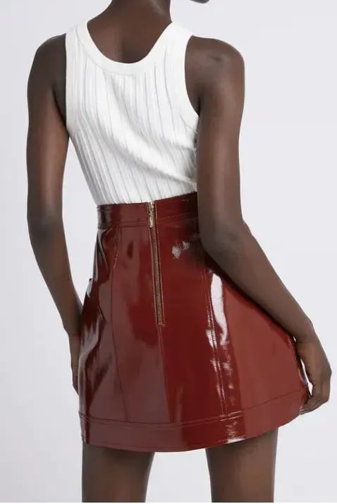 Aje Promenade Leather Pocket Skirt Russet Brown Size 10 photo 2