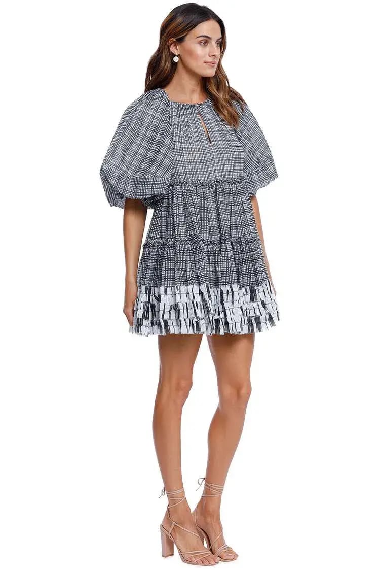 AJE Memento Smock Mini Dress Black and White Size 8 photo 2