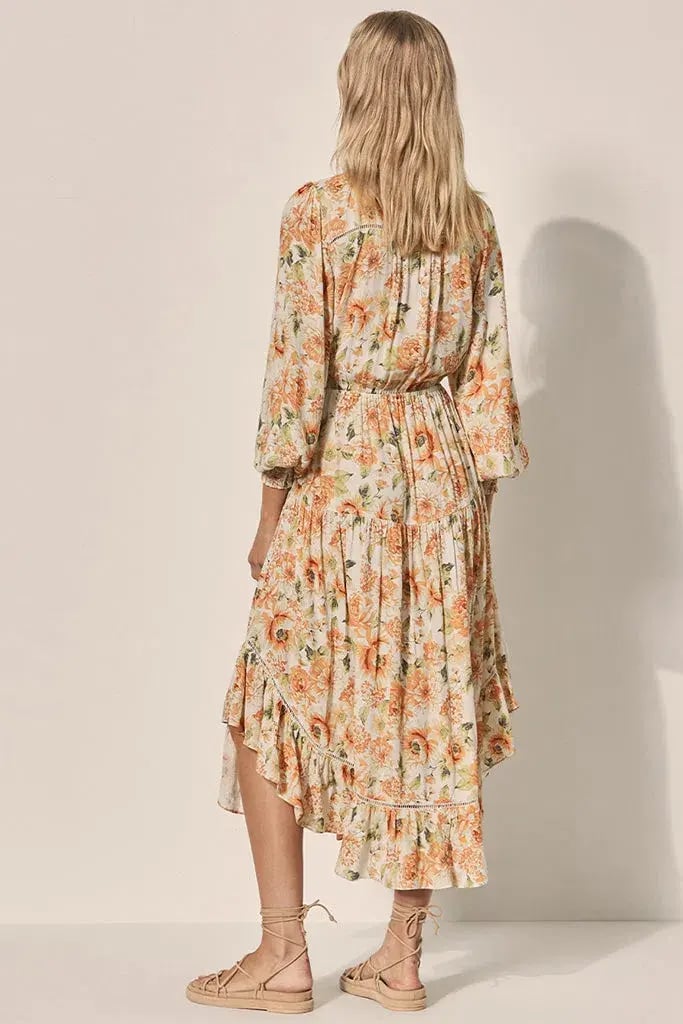 Kivari Everly Tie Front Midi Dress Floral Size 6 photo 3
