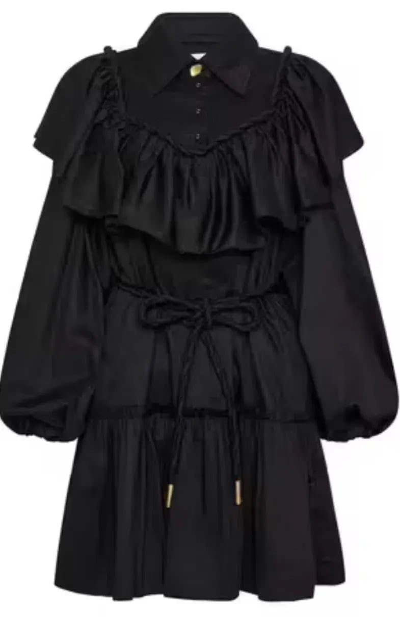 Aje Dahlia Flounce Long Sleeve Mini Dress in Black Size 12 photo 7