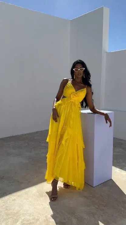 Forever New Harper Ruffle Maxi Dress Daffodil Size 8 photo 4