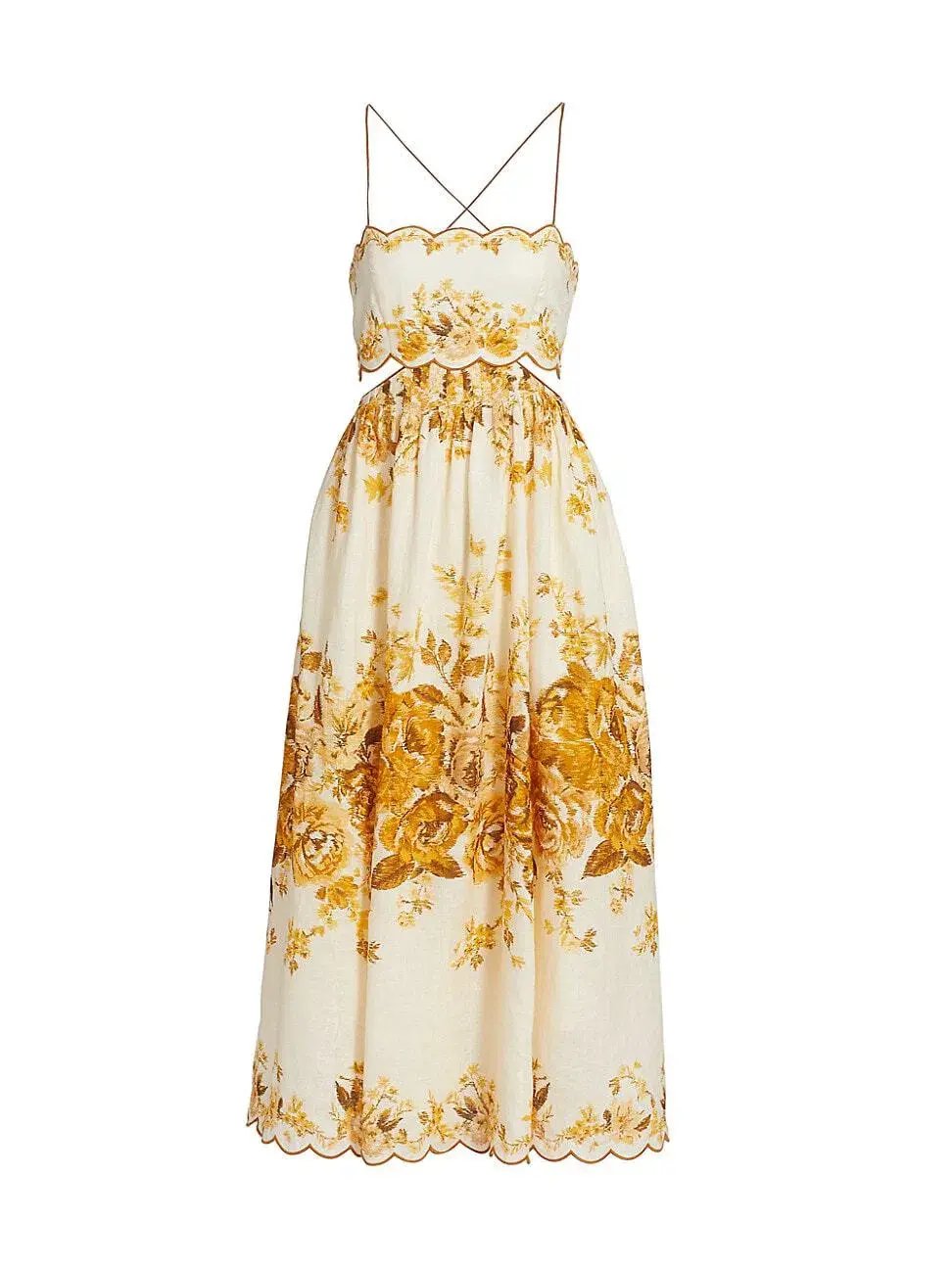 Zimmermann Aliane Scallop Midi Dress Cream Size AU 6 photo 4