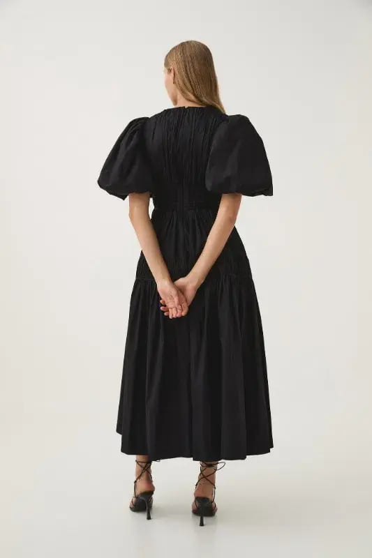 Aje Fallingwater Ruched Midi Dress in Black Size AU 16 photo 3