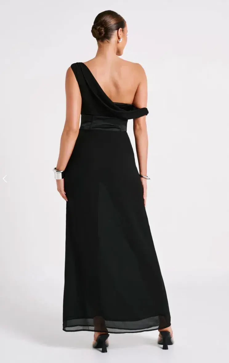 Meshki Courtney Chiffon Maxi Dress Black Size 4 photo 2