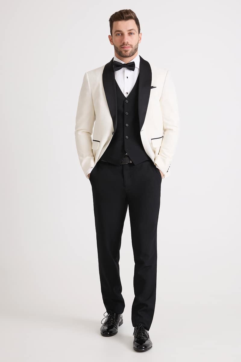 White Tuxedo with Black Lapels Suitor Package photo 6