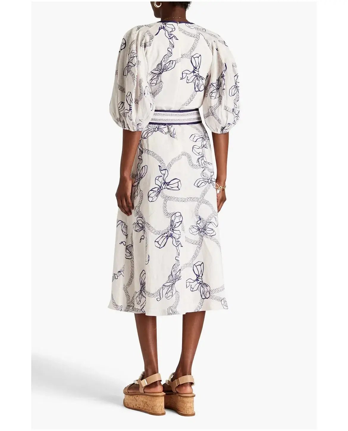 Zimmermann Day Midi Dress in Navy Bows Size 0/AU 8 photo 2